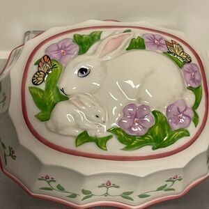 Vintage Franklin Mint Le Cordon Bleu Rabbits Jello Mold Ceramic Can be Hung